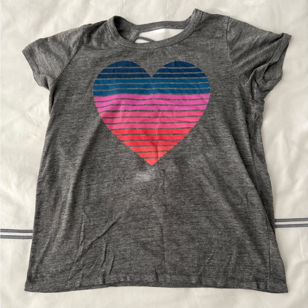 Gray Tee Shirt with Heart Design